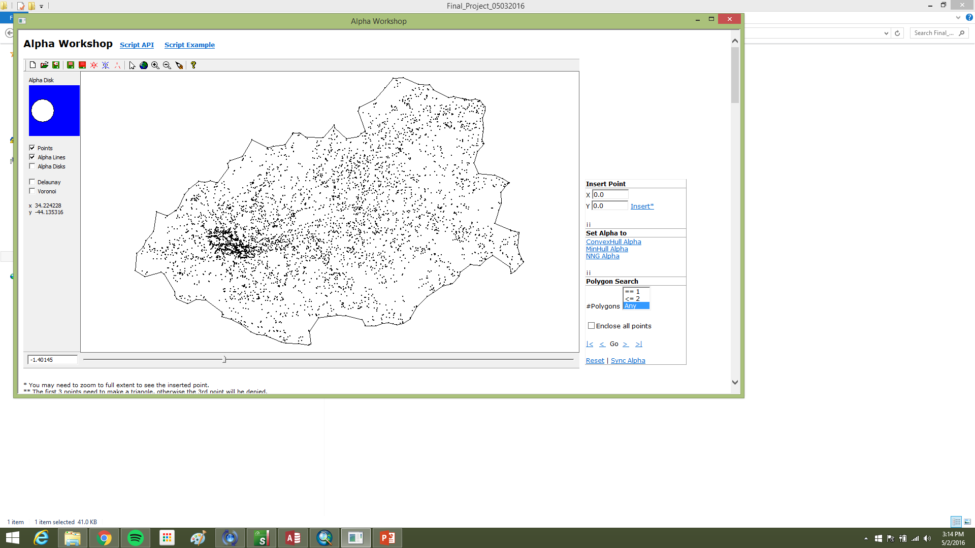 Individual tree point cloud projected to XY