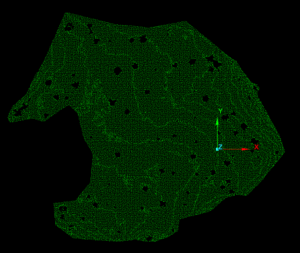 Global polynomial interpolated raster surface showing Voronoi point densities
